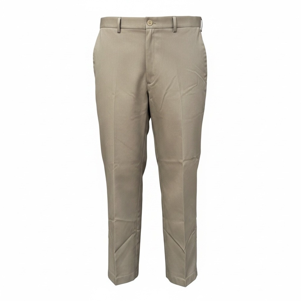 Haggar Pants Mens 40x29 Straight Fit Work To Weekend Khaki Flat Front Beige